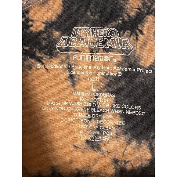 My Hero Academia Katsuki Bakugo T Shirt B'day Rust Blk Gray tie dye Large VGUC - Picture 6 of 9